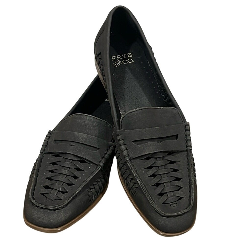 FRYE & Co Womens black loafer shoes slip on Florys moccasin neutral career 6 NWT